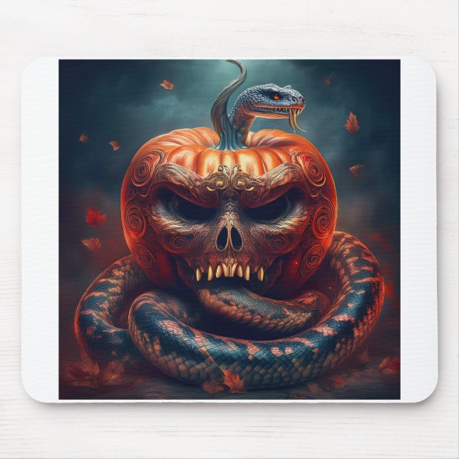 Färgviper enkelgarvad med djävulpumpa musmatta (Framsidan)