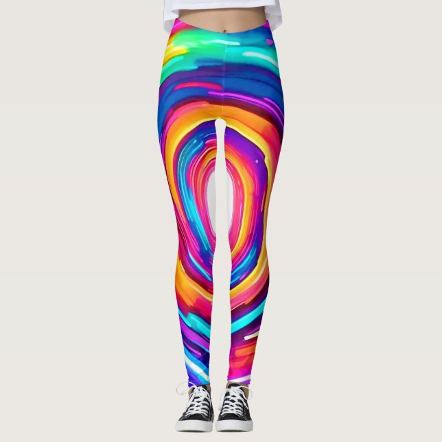 Färgvirvel: Dynamisk Design Leggings (Framsida)
