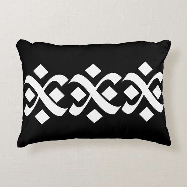 Färgvit Elegant, svart och vit Prydnadskudde (Framsidan)