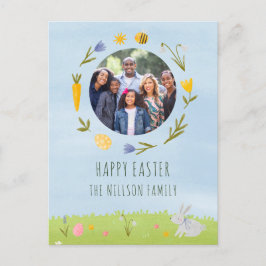 Färgvykort för foto i Glad påsk-familjen Helg Vykort