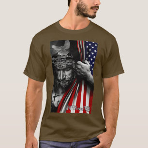 Farhågor om Jesus amerikanska Flagga Patriot Krist T Shirt
