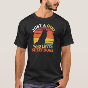 Fårhund Vintage bara en flicka som Kärlek fårhunda T Shirt