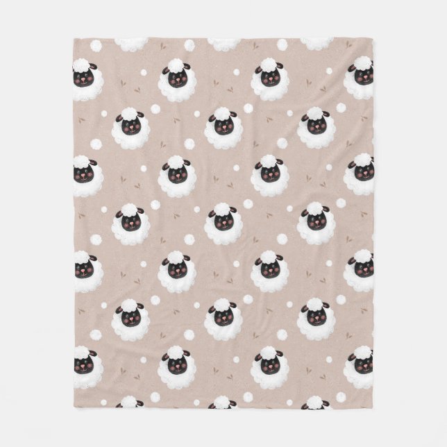 Fårhusdjurskockor, svart och vitt fleecefilt (Framsidan)