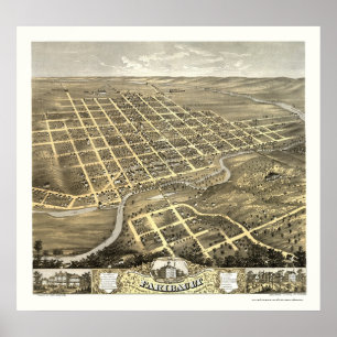 Faribault panorama- karta för MN - 1869 Poster