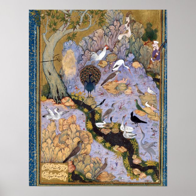 Farid al-Din "Attar fåglarnas kontur" Poster (Framsidan)