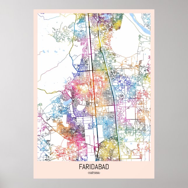 Faridabad Haryana stads karta Poster (Framsidan)