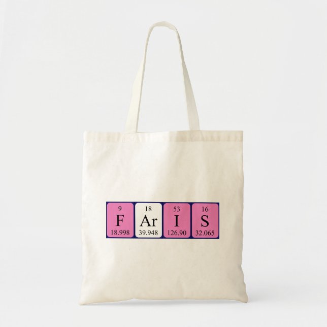 Faris periodiskt bord namn tote bag tygkasse (Framsidan)