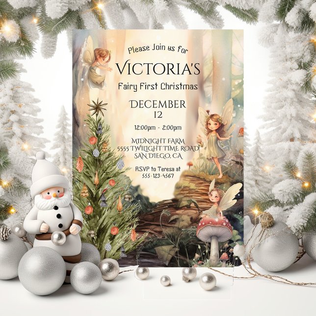 Fariy 1:a julen - Förändrad Forest Toadstool Inbjudningar (Skapare uppladdad)