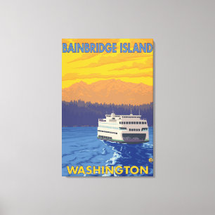 Färja och berg - Bainbridge ö, WA Canvastryck