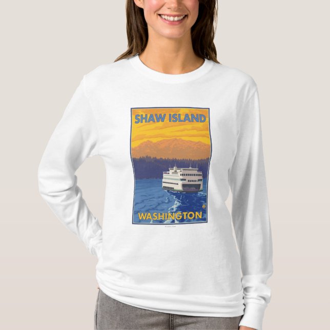 Färja och berg - Shaw ö, Washington Tee Shirt (Framsida)