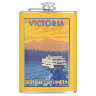 Färja och berg - Victoria, BC Kanada Fickplunta