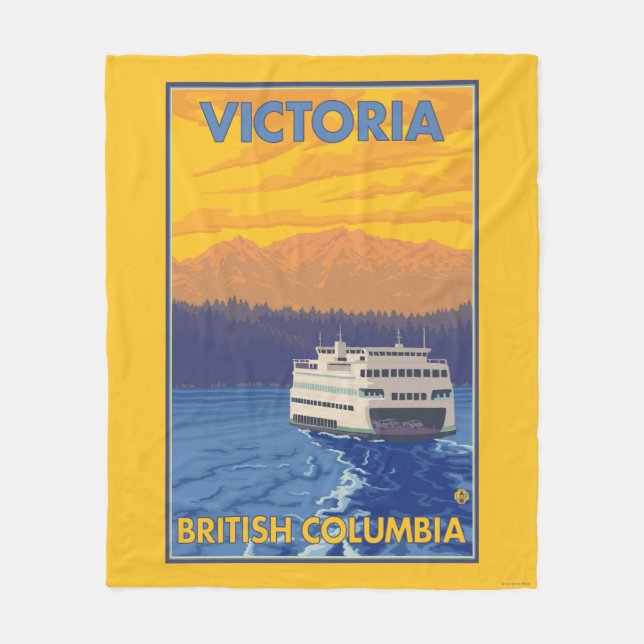 Färja och berg - Victoria, BC Kanada Fleecefilt (Framsidan)