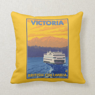 Färja och berg - Victoria, BC Kanada Kudde