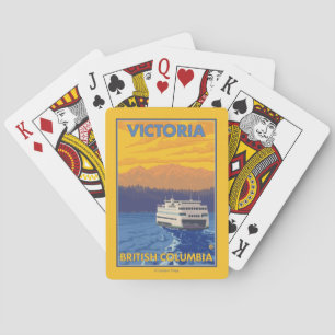 Färja och berg - Victoria, BC Kanada Spel Kort