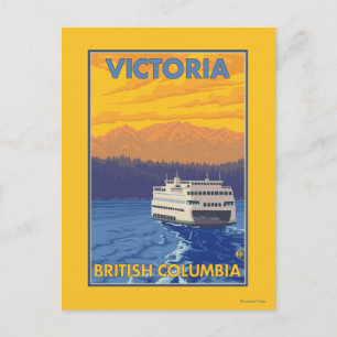 Färja och berg - Victoria, BC Kanada Vykort