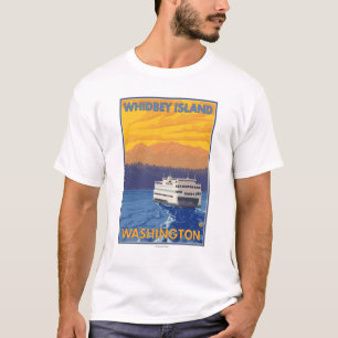 Färja och berg - Whidbey ö, Washington T-shirt