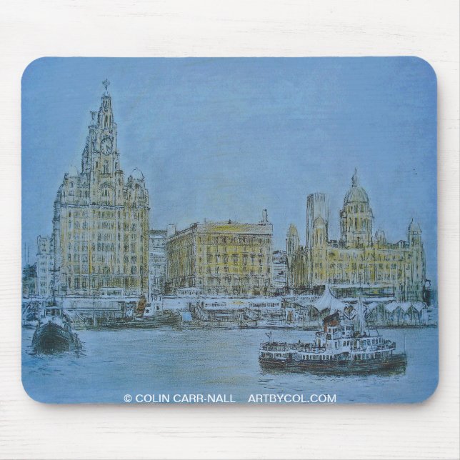 Färja över Merseyen Mousepad Colin Carr-Nall Musmatta (Framsidan)