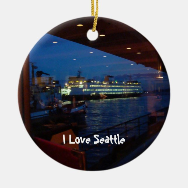 Färja till och med fönstret julgransprydnad keramik (Framsidan)