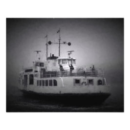 Färja till Suomenlinna-fästön i tjockdimma Fototryck