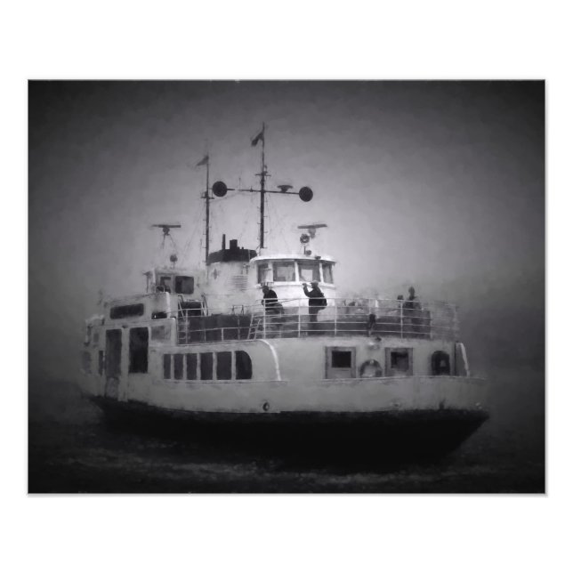 Färja till Suomenlinna-fästön i tjockdimma Fototryck (Framsidan)