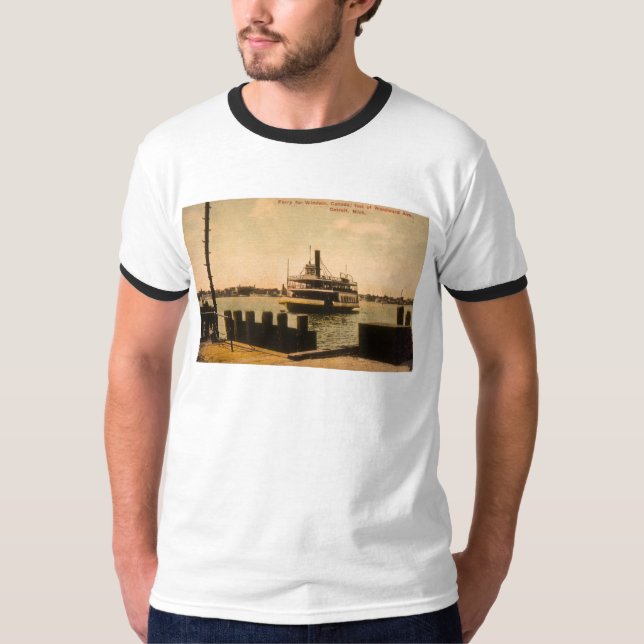 Färja till Windsor, Kanada från Detroit, Michigan T-shirt (Framsida)