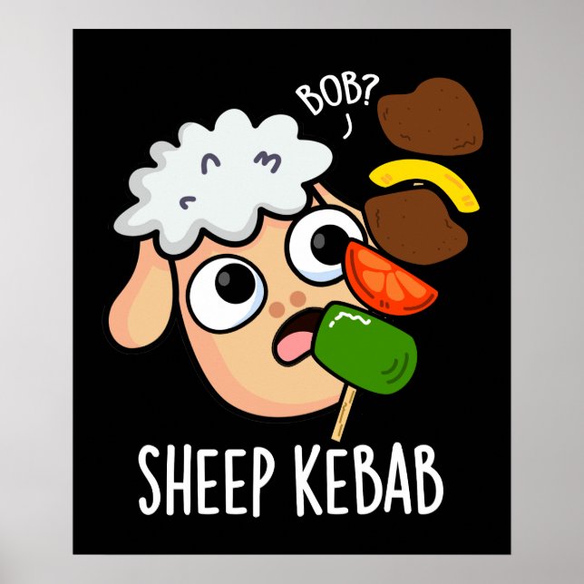 Fårkebab Rolig Shish Kebab Puns Mörk Bakgrund Poster (Framsidan)
