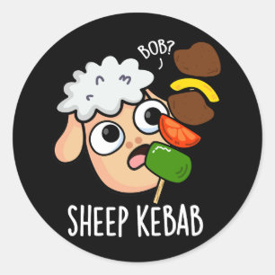 Fårkebab Rolig Shish Kebab Skämt Mörk Bakgrund Runt Klistermärke