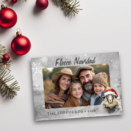 Fårkort med pipettfoto, platt Helgdag, Silver Julkort