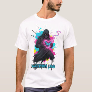 Farlig kärlek Neonhjärta Urban Graffiti Grafisk T Shirt