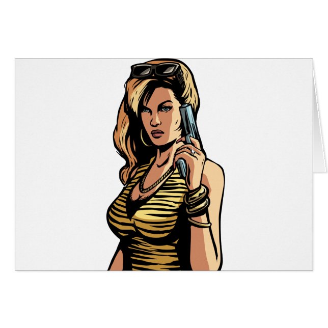 Farlig kvinna hälsningskort (Framsidan Horizontal)