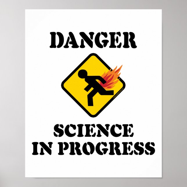 Farlig vetenskap i framgang - rolig fars humor poster (Framsidan)