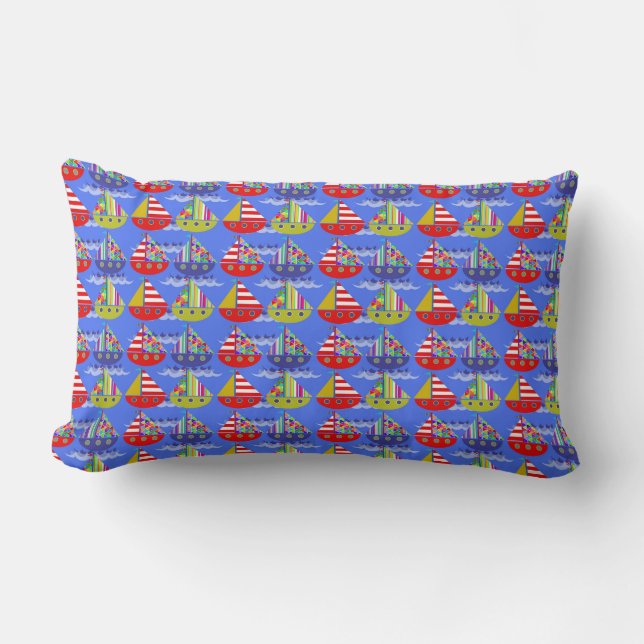 Farliga segelbåtar Nautical Stil Pillow, kustnära Lumbarkudde (Framsida)