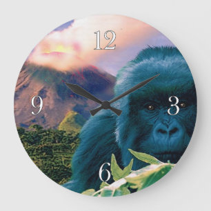 Farligt berg Gorilla & African Volcano Stor Klocka
