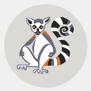 Farligt djur - Ring-stjärtad LEMUR-typ Runt Klistermärke
