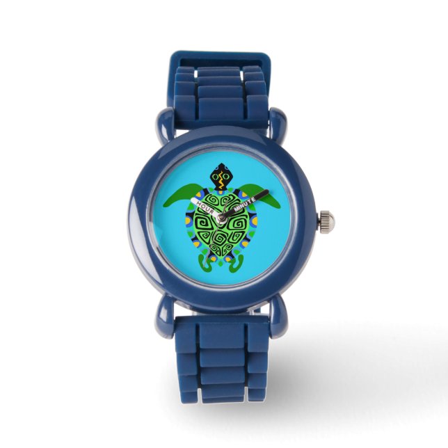 Farligt djur Sea TURTLE - Wildlife - Aqua - Armbandsur (Framsida)