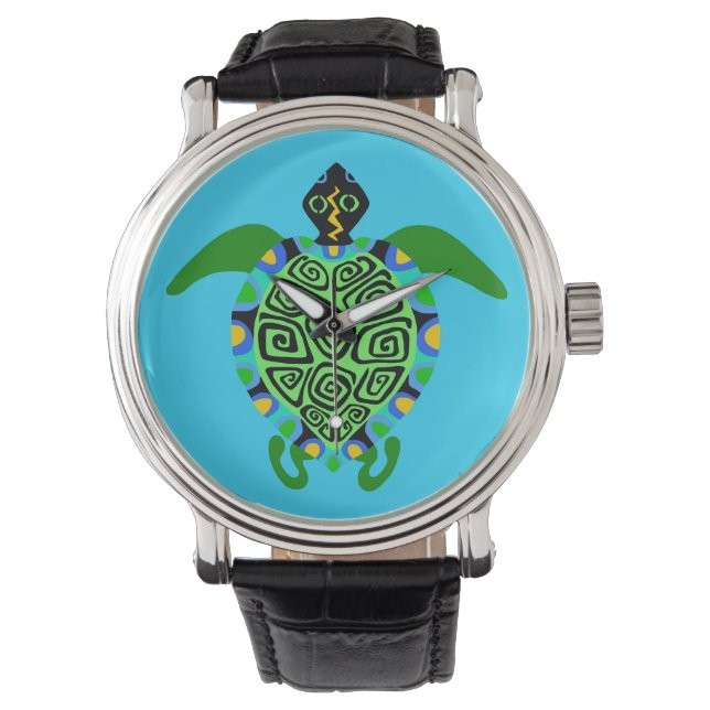Farligt djur Sea TURTLE - Wildlife - Aqua - Armbandsur (Framsida)