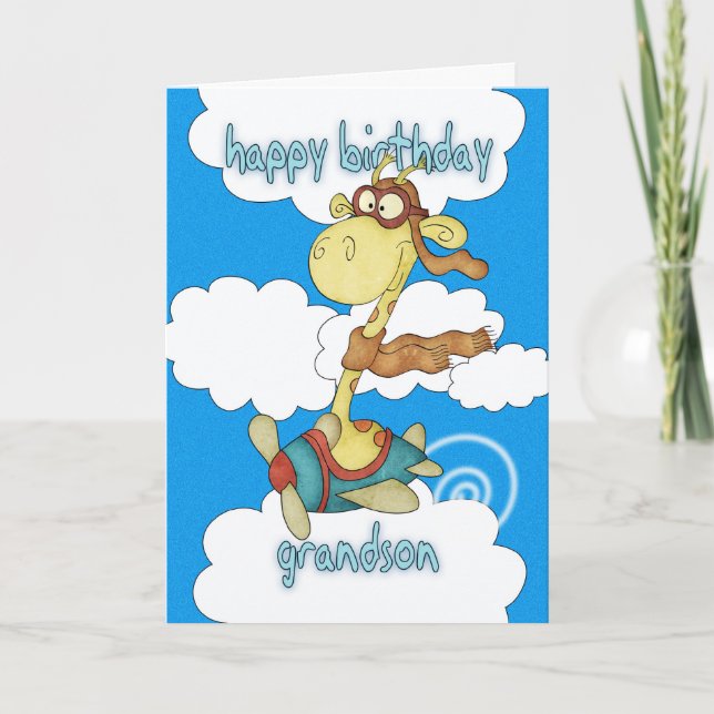Farligt flygplan/flygplan Giraffe Birthday Car Kort (Framsida)