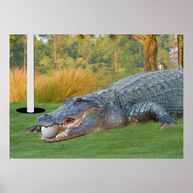 Farligt Ljug Golfing Alligator Skriv ut Poster (Framsidan)