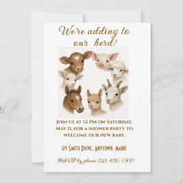 Farm Animal Baby Shower Invitation Inbjudningar