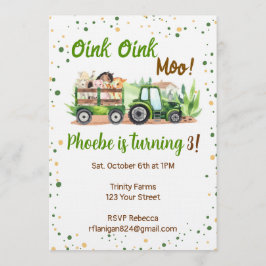 Farm Animal Barnyard Birthday Invitation Inbjudningar