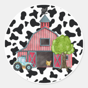 Farm Animal Barnyard Födelsedagsfest Sticker Favor Runt Klistermärke