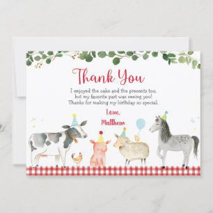 Farm Animal Barnyard Greenery Birthday Tack Inbjudningar