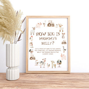 Farm Animal Barnyard Hur stor är Mamma Belly Poster