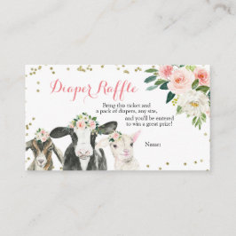 Farm Animal Blommigt Girl Diaper Raffle-hölje C Tilläggskort