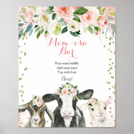 Farm Animal Blommigt Girl Momosa Pub Sign Poster