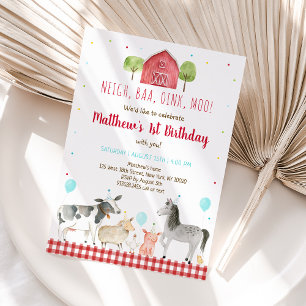 Farm Animal Boy Birthday Inbjudningar