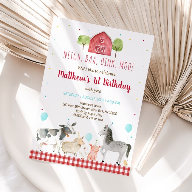 Farm Animal Boy Birthday Inbjudningar (Skapare uppladdad)