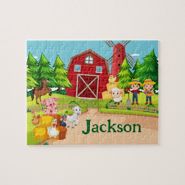 Farm Animal Child Name Puzzle Pussel (Horisontell)