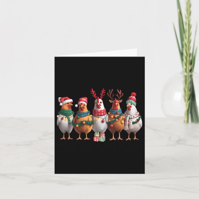 Farm Animal Cute Julafton Helgdag Funny Chicken Kr Kort (Framsida)