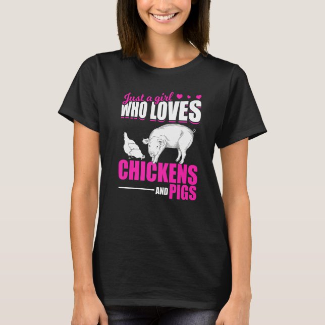 Farm Animal  Girls Farmer Women Farming Pig Chicke T Shirt (Framsida)